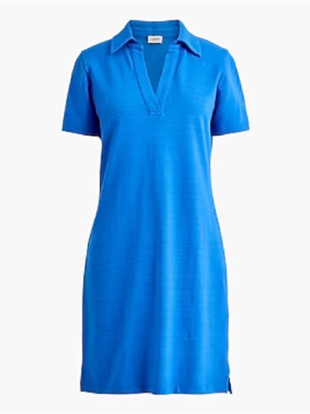 J. Crew Factory | Blue Solid Knit Collared Short Sleeve Cotton Mini Dress